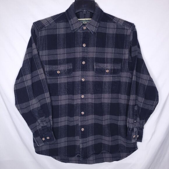 Field & Stream Other - Field & Stream Flannel Shirt Mens Medium Plaid Navy Outdoor Heavyweight